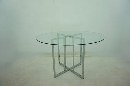 Pace 48-inch Round Glass Top Dining Table Chrome