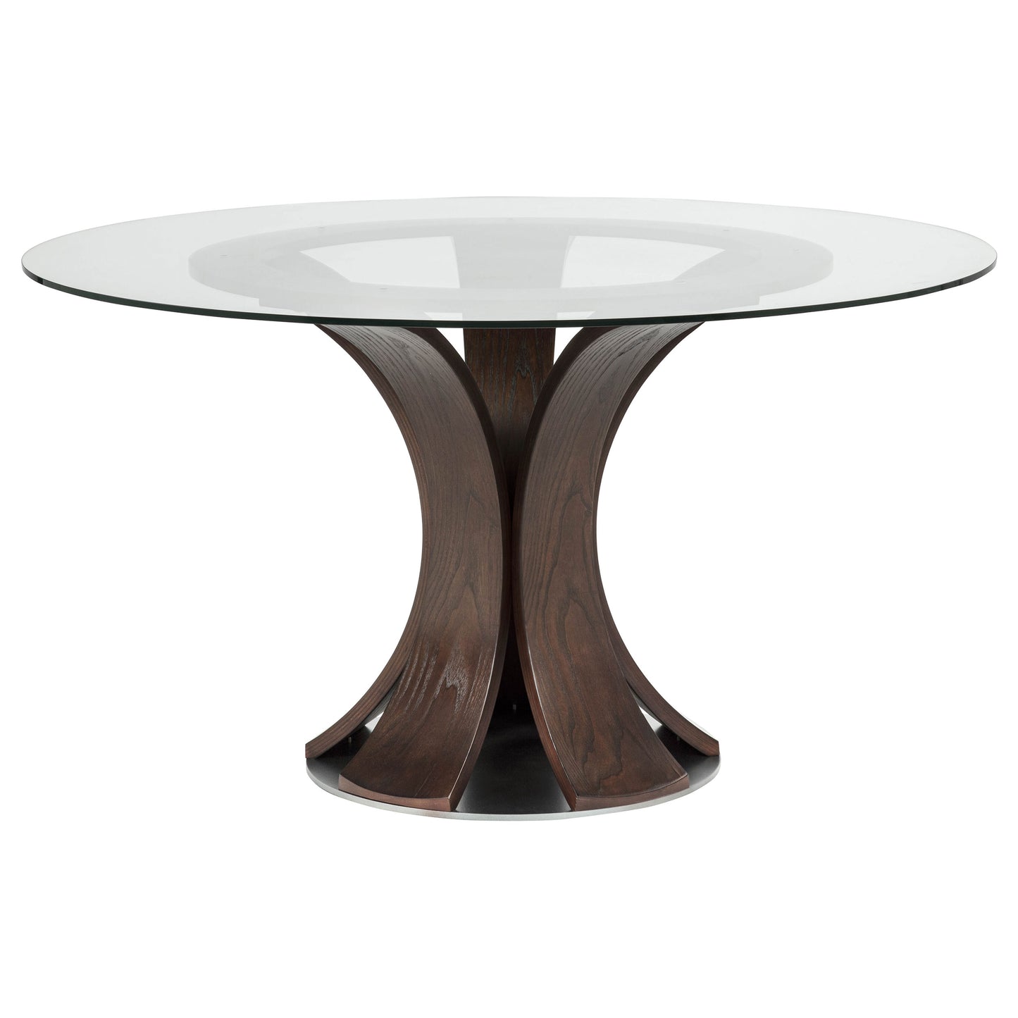 Naser 48-inch Round Glass Top Dining Table Dark Walnut