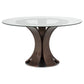 Naser 48-inch Round Glass Top Dining Table Dark Walnut