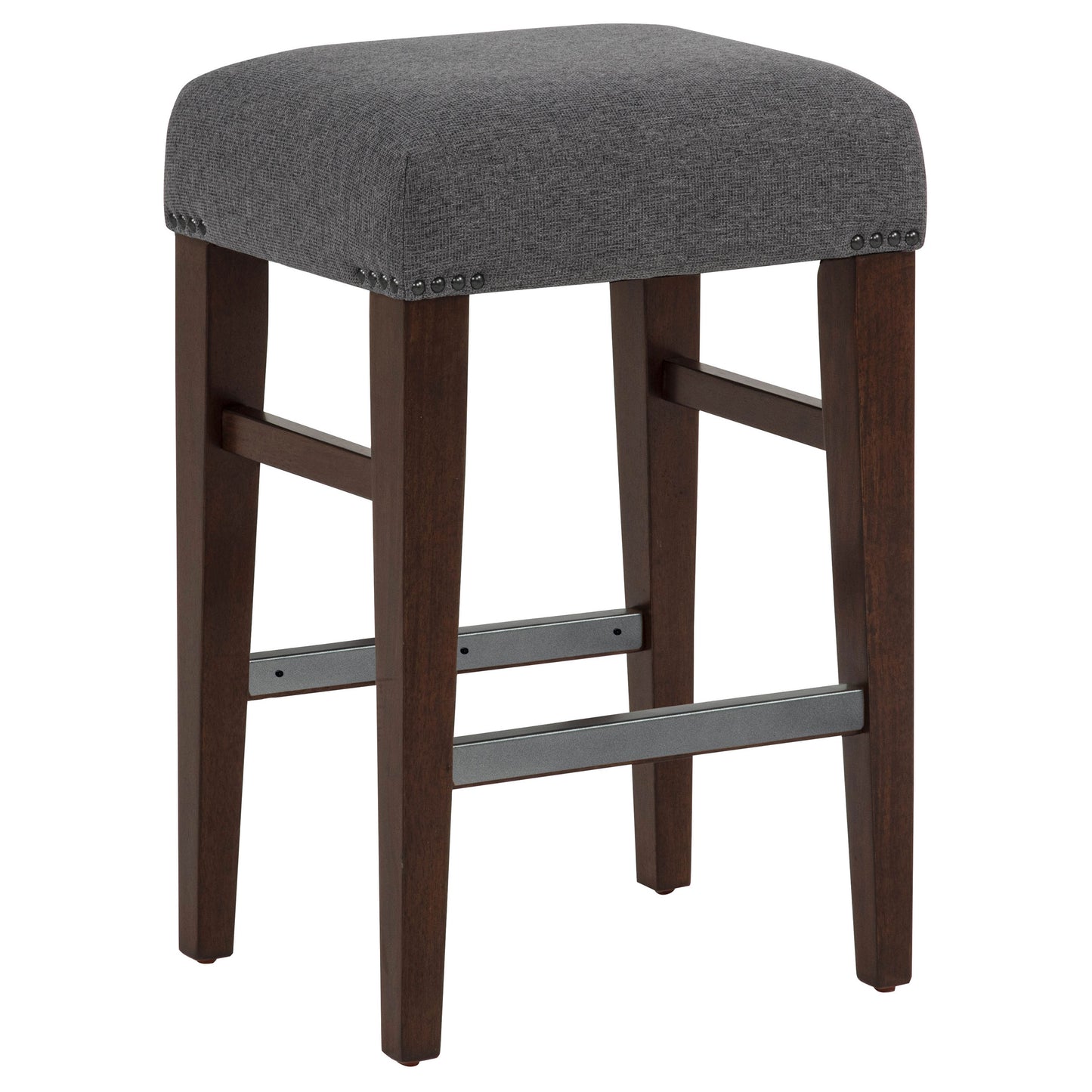 Naser Upholstered Counter Stool Grey and Dark Walnut (Set of 2)