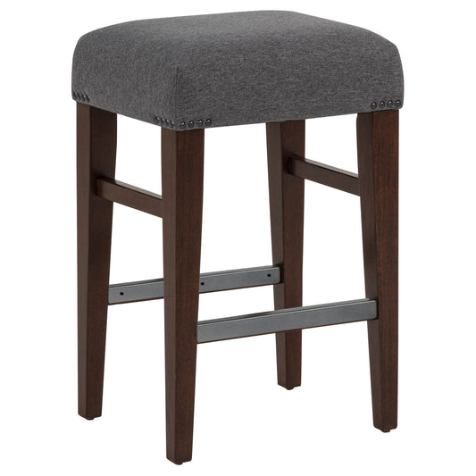 Naser Upholstered Counter Stool Grey and Dark Walnut (Set of 2)