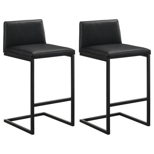 Vardon Genuine Leather Bar Stool Black (Set of 2)