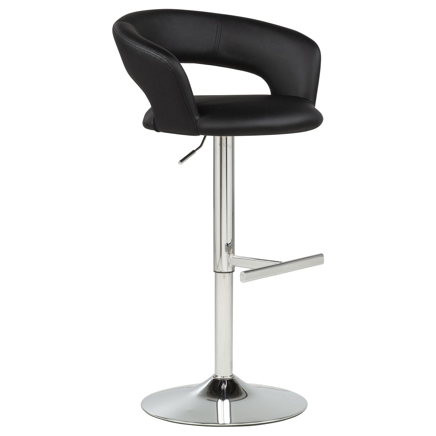 Travia Adjustable Leatherette Swivel Bar Stool Black and Chrome