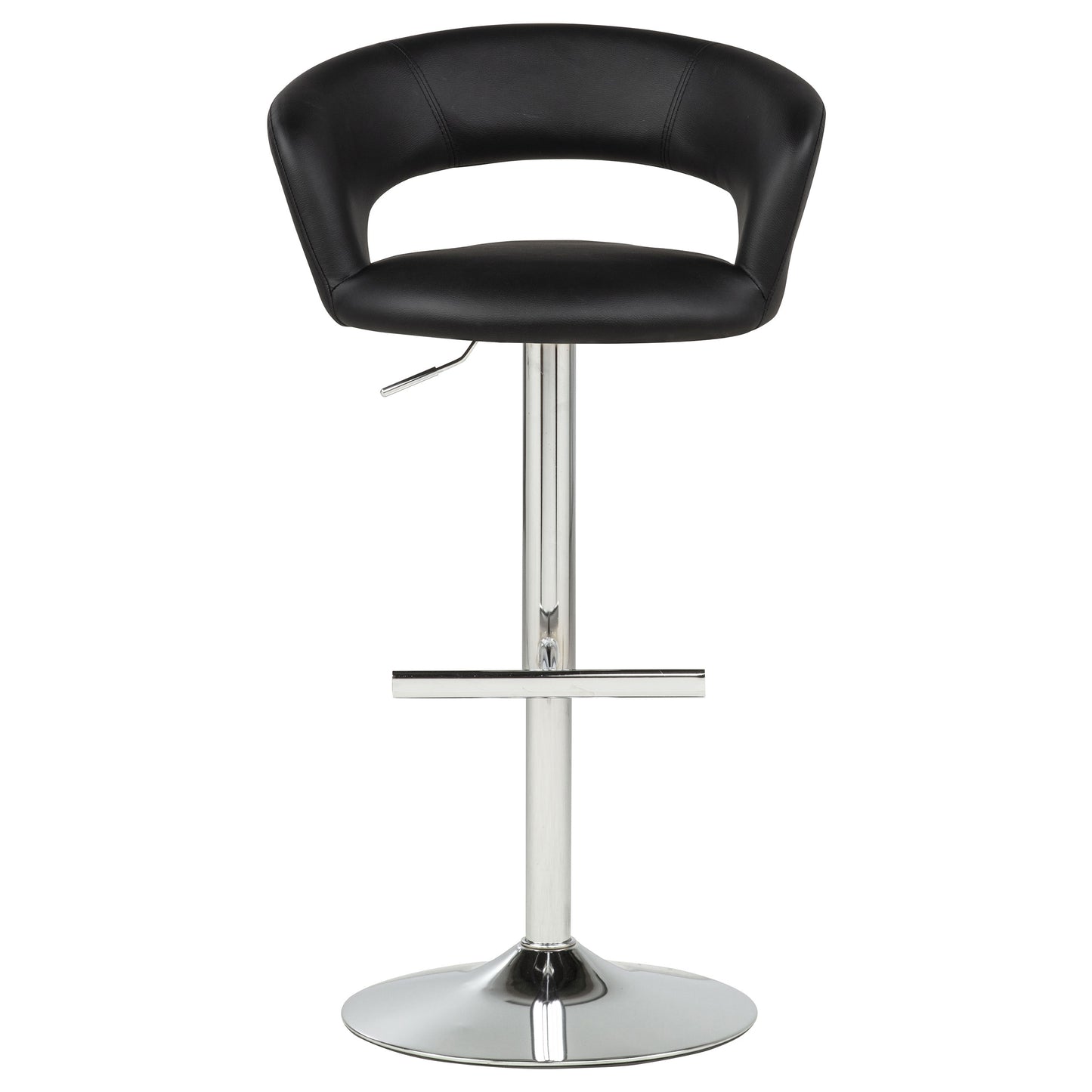 Travia Adjustable Leatherette Swivel Bar Stool Black and Chrome