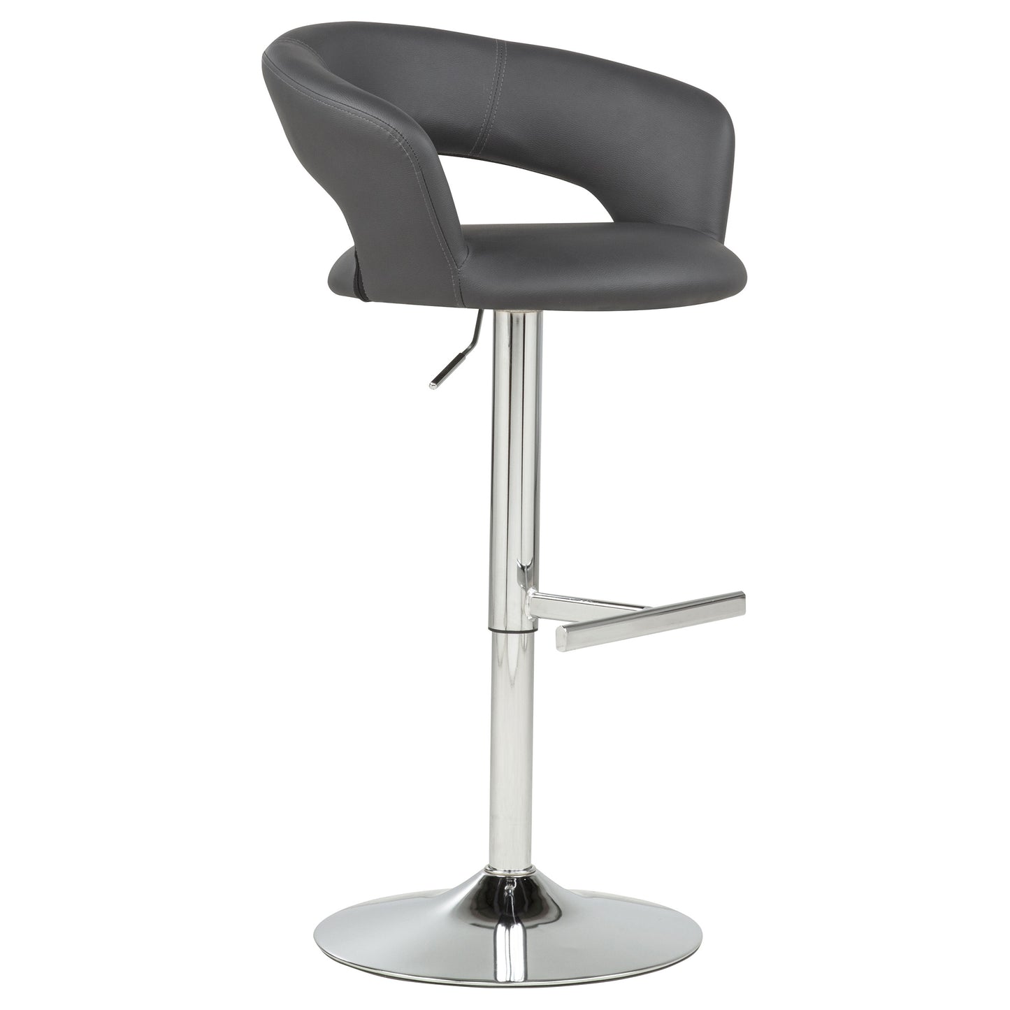 Travia Adjustable Leatherette Swivel Bar Stool Grey and Chrome