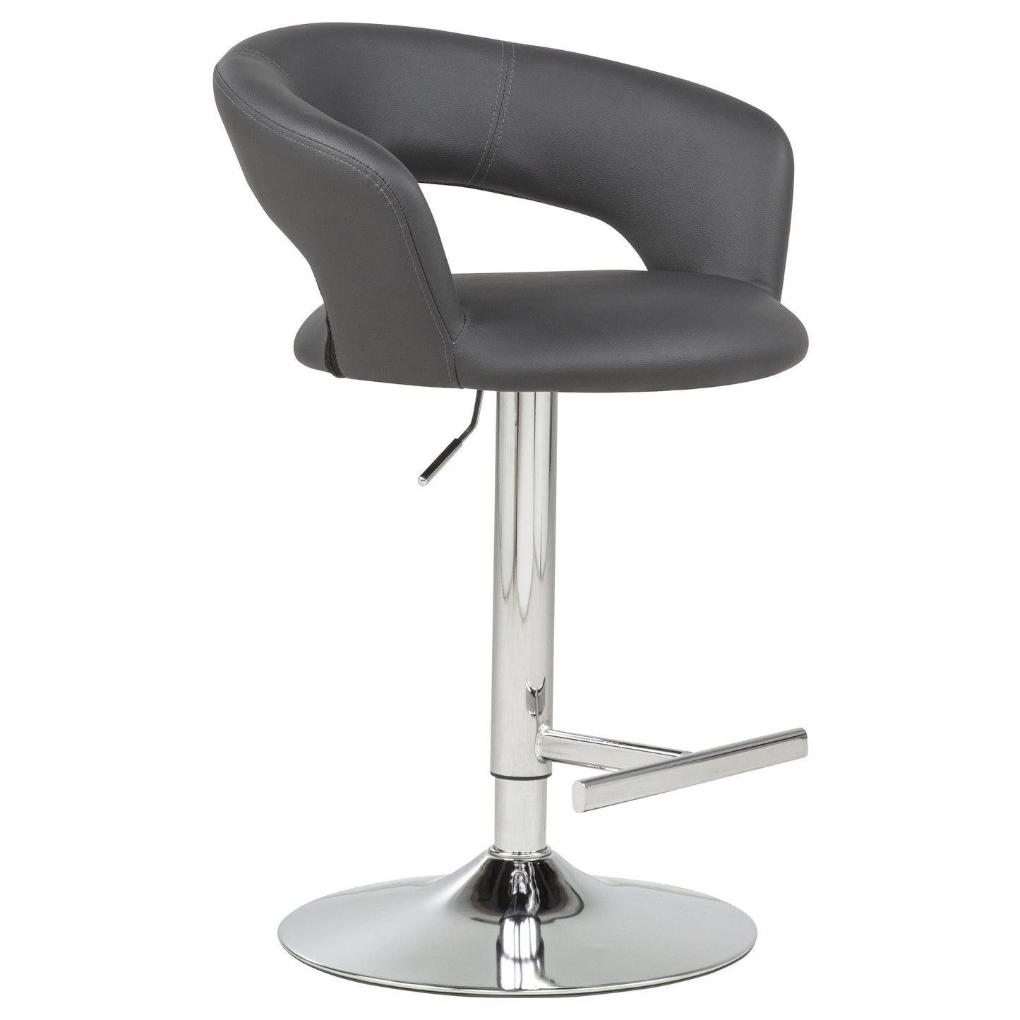 Travia Adjustable Leatherette Swivel Bar Stool Grey and Chrome