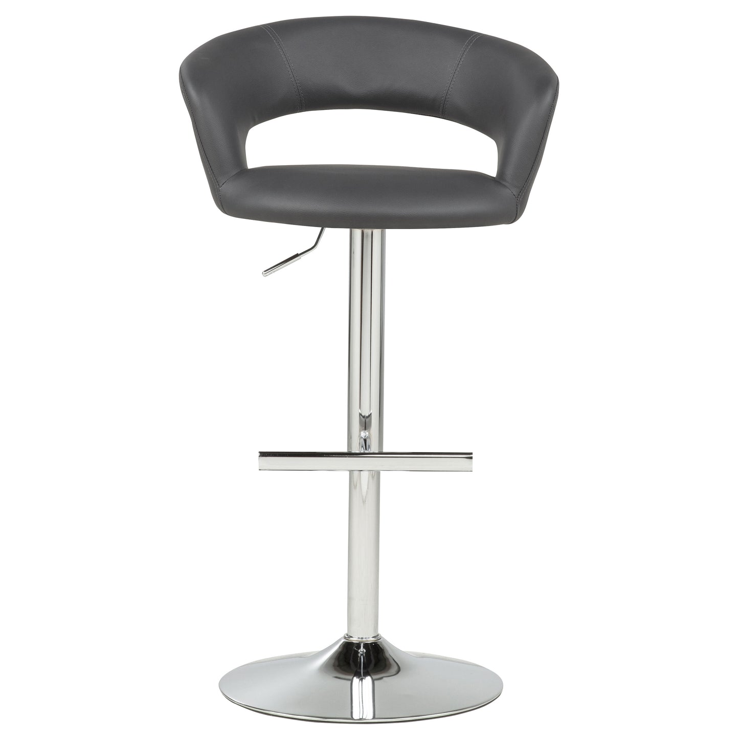 Travia Adjustable Leatherette Swivel Bar Stool Grey and Chrome