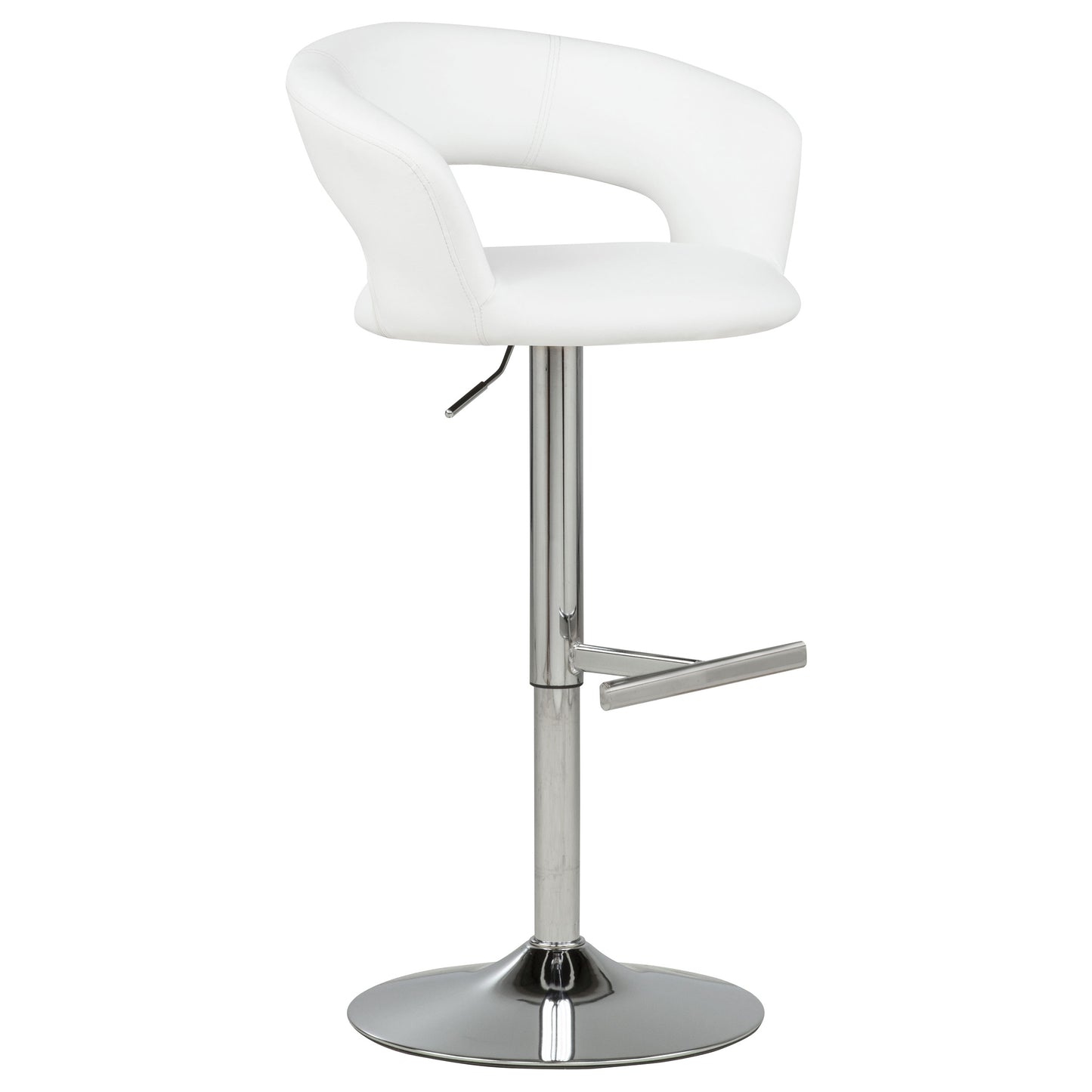 Travia Adjustable Leatherette Swivel Bar Stool White and Chrome