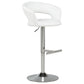 Travia Adjustable Leatherette Swivel Bar Stool White and Chrome
