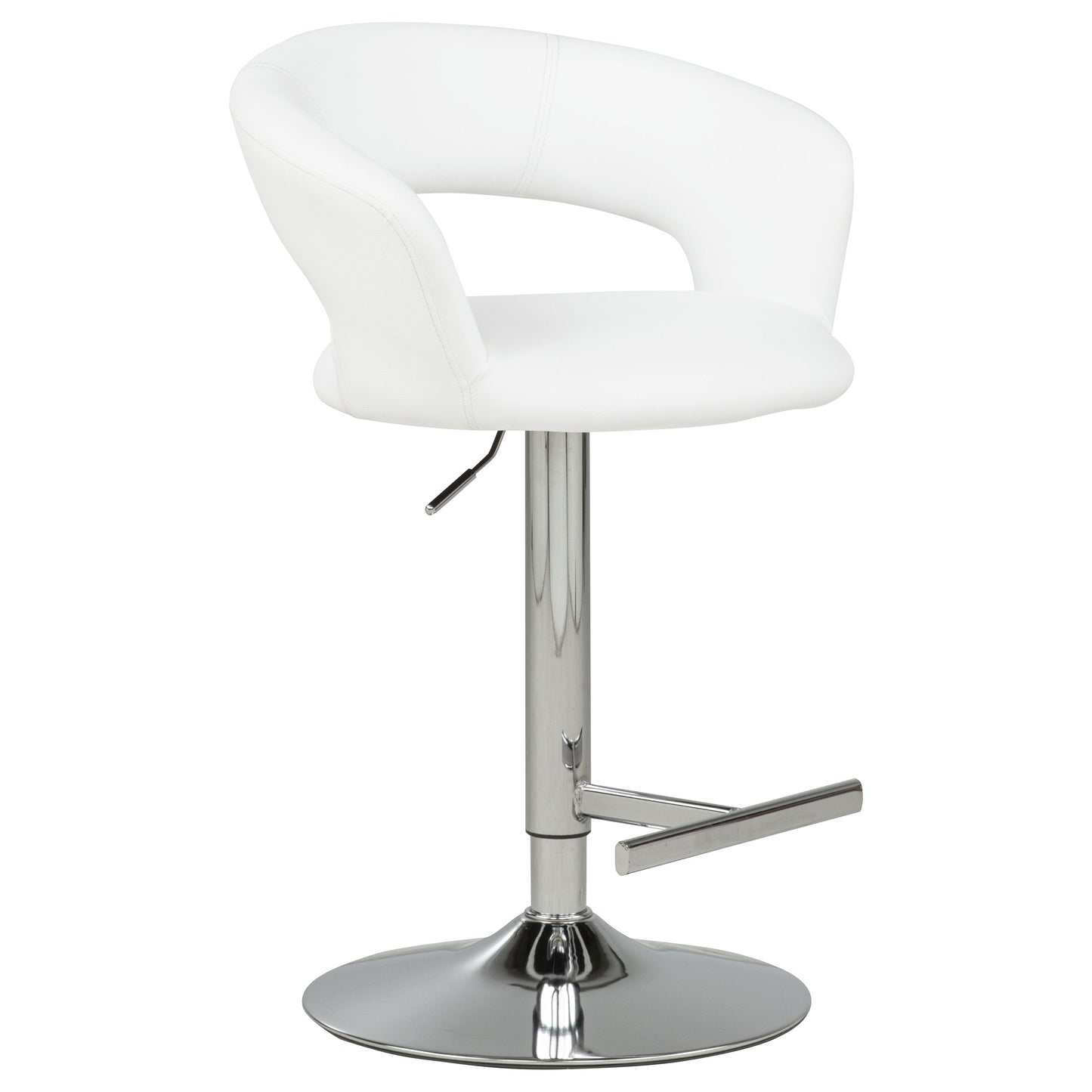 Travia Adjustable Leatherette Swivel Bar Stool White and Chrome