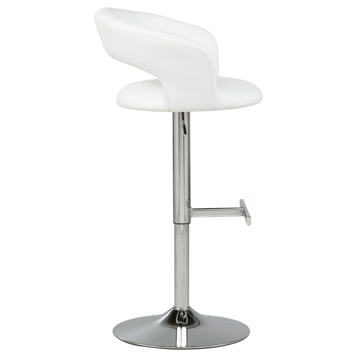 Travia Adjustable Leatherette Swivel Bar Stool White and Chrome