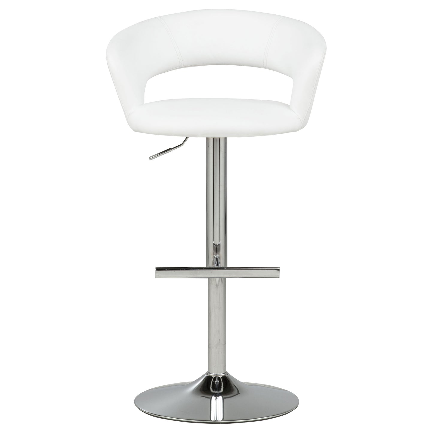 Travia Adjustable Leatherette Swivel Bar Stool White and Chrome