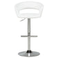 Travia Adjustable Leatherette Swivel Bar Stool White and Chrome