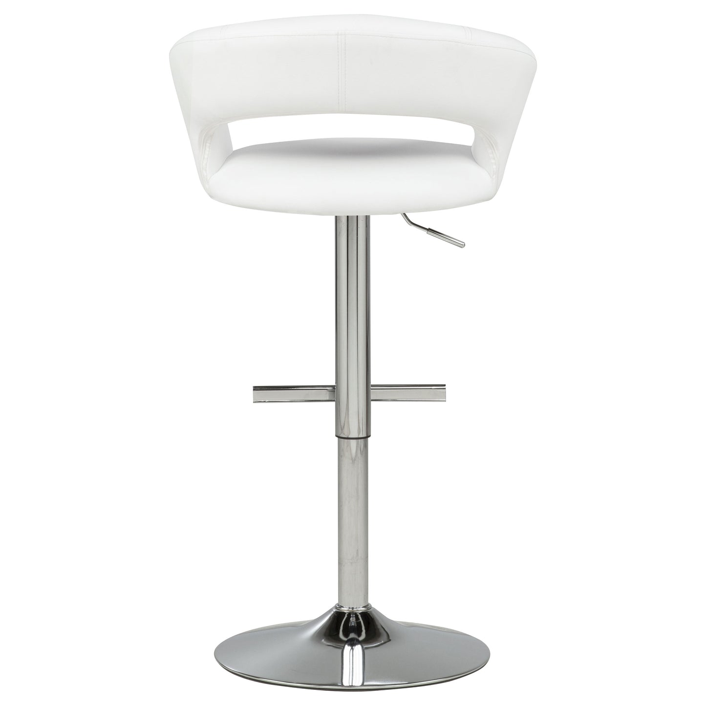 Travia Adjustable Leatherette Swivel Bar Stool White and Chrome