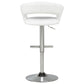 Travia Adjustable Leatherette Swivel Bar Stool White and Chrome