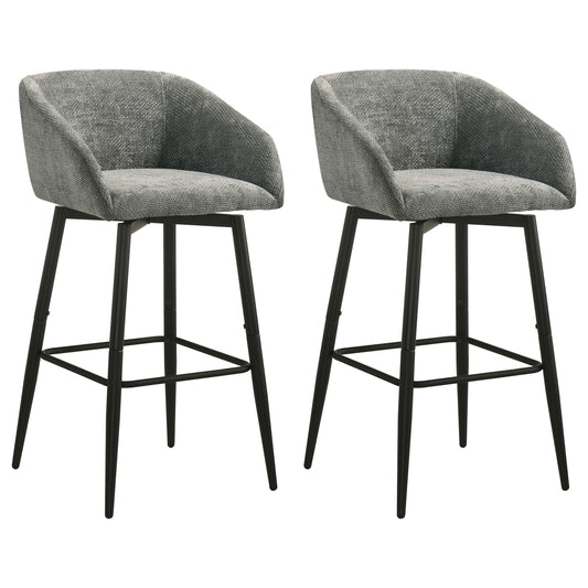 Rainer Fabric Upholstered Swivel Bar Chair Charcoal (Set of 2)