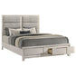Farre Eastern King Upholstered Storage Platform Bed Washed Grey