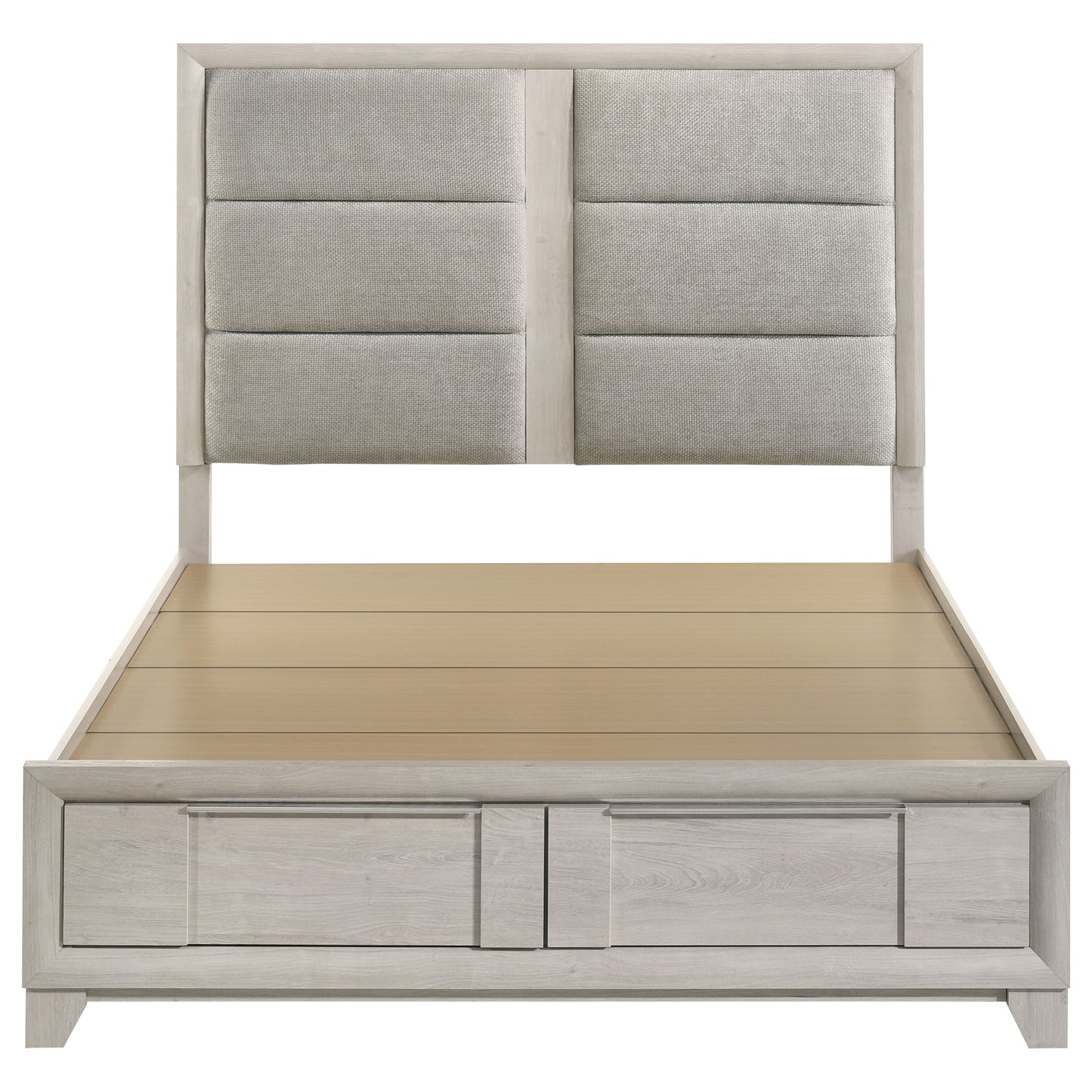 Farre Queen Upholstered Storage Platform Bed Washed Grey