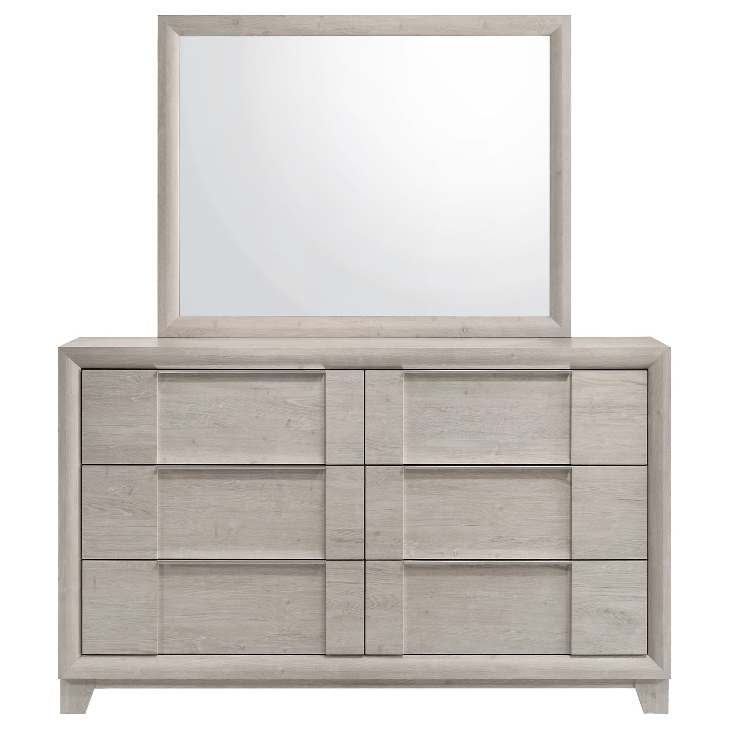 Farre 6-drawer Dresser with Mirror Washed Grey