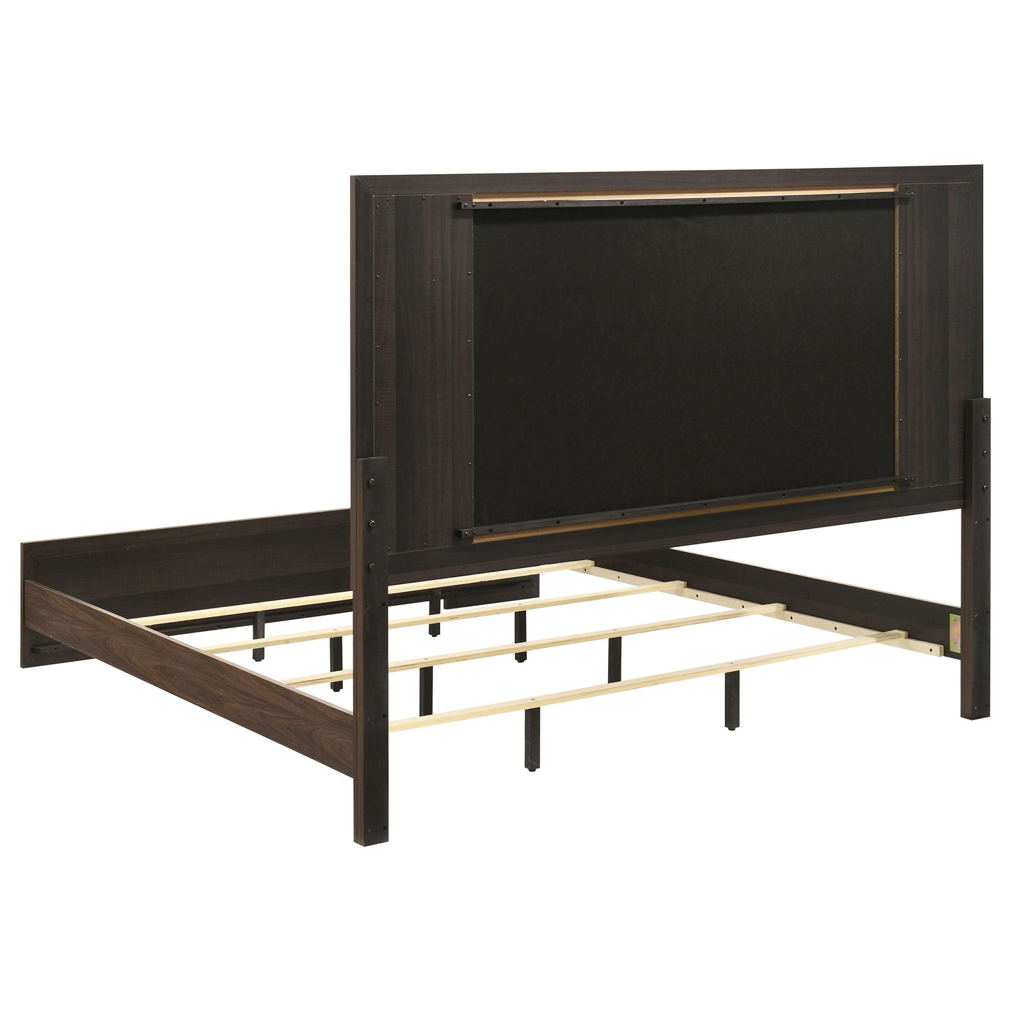 Etienne Eastern King Velvet Upholstered Panel Bed Walnut
