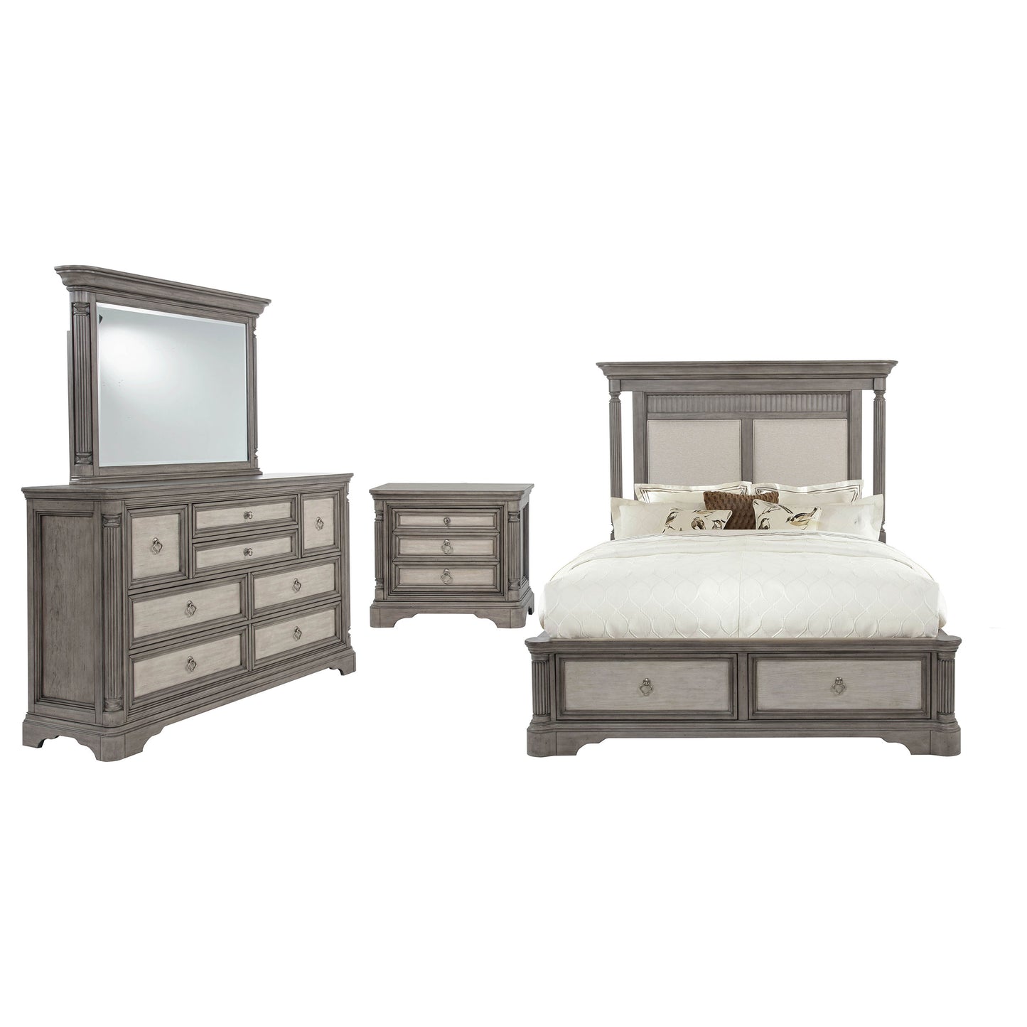 Cresswell 4-piece Eastern King Storage Bedroom Set Weathered Taupe