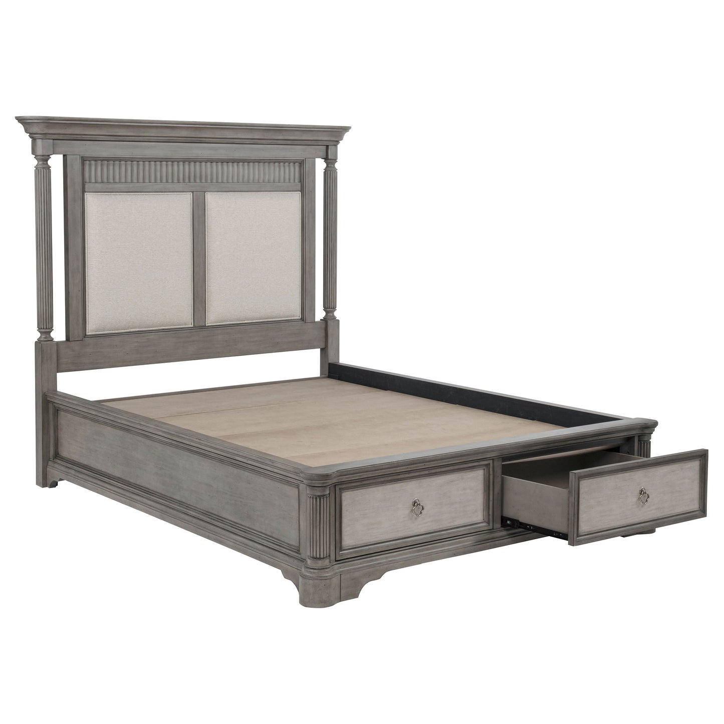 Cresswell California King Storage Platform Bed Weathered Taupe