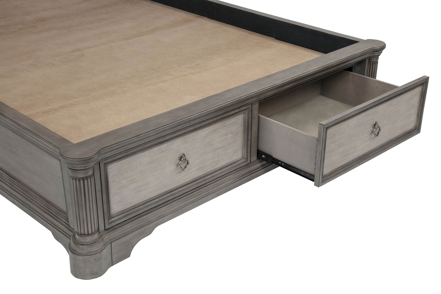 Cresswell California King Storage Platform Bed Weathered Taupe