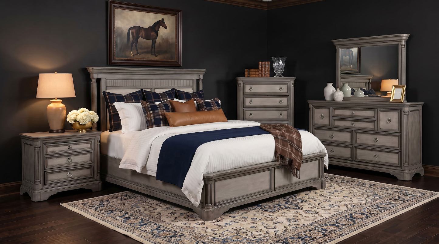 Cresswell Eastern King Upholstered Panel Bed Weathered Taupe