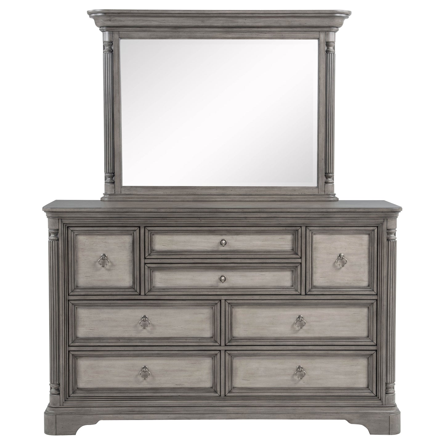 Cresswell 8-drawer Dresser with Mirror Weathered Taupe