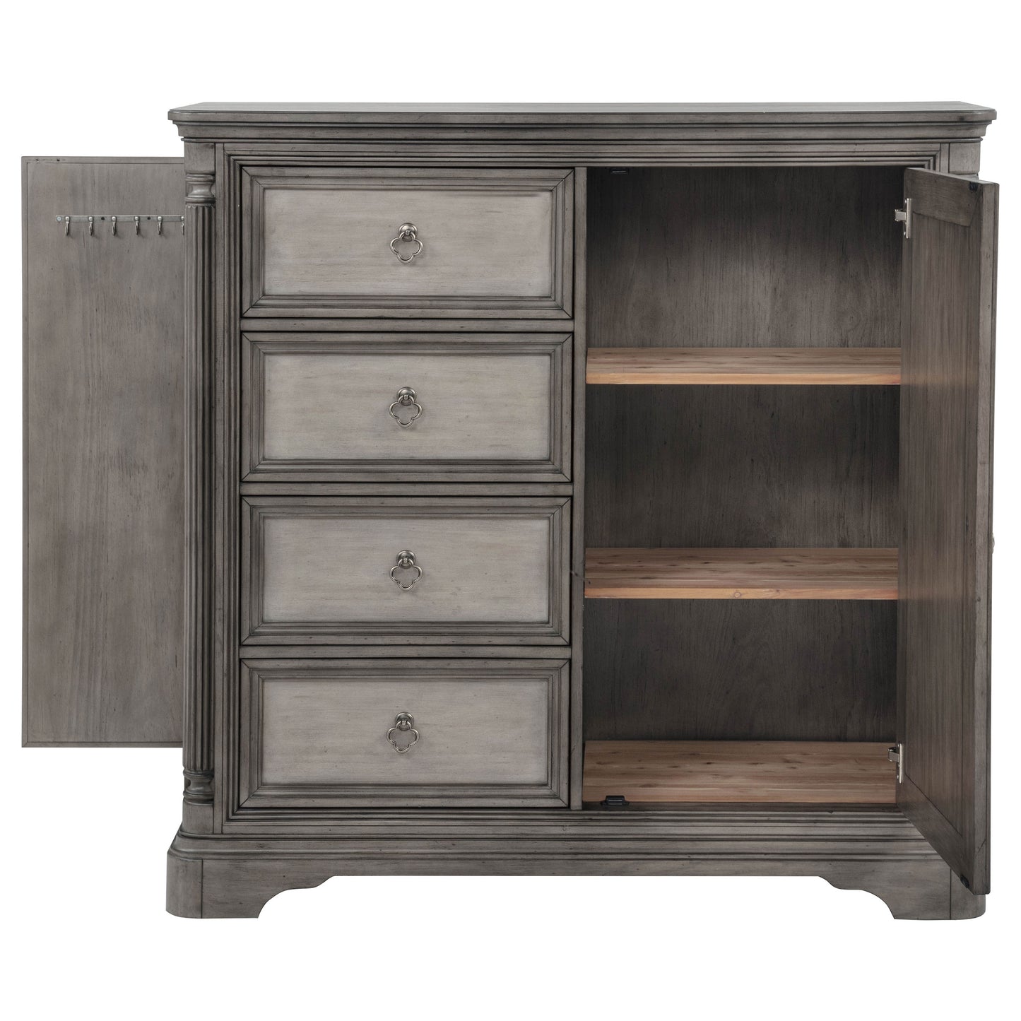 Cresswell 4-drawer Door Chest with Hidden Storage Weathered Taupe