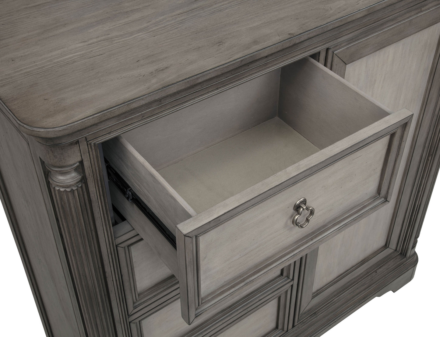 Cresswell 4-drawer Door Chest with Hidden Storage Weathered Taupe