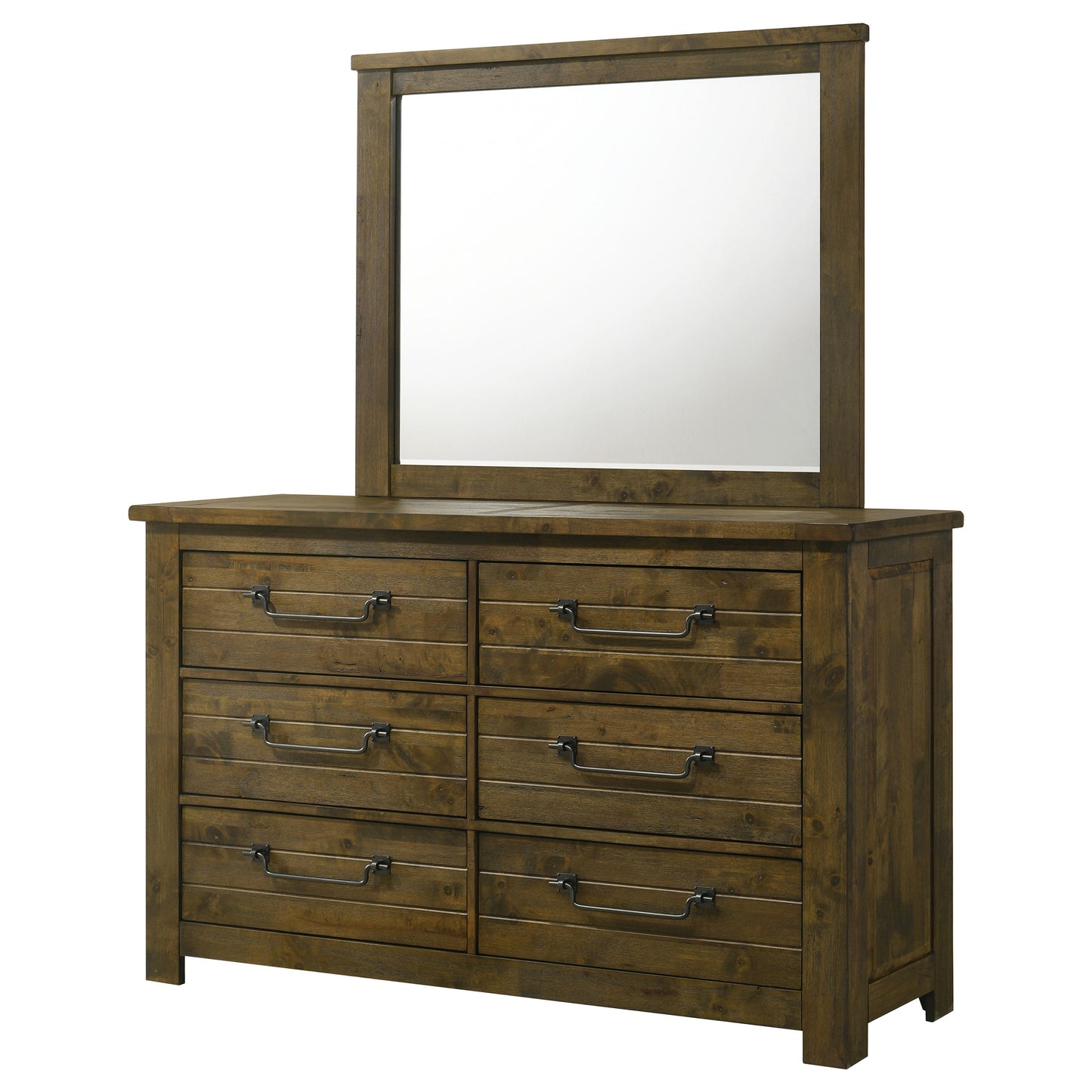 Doherty 6-drawer Dresser with Mirror Rustic Brown