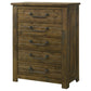 Doherty 5-drawer Chest of Drawers Rustic Brown