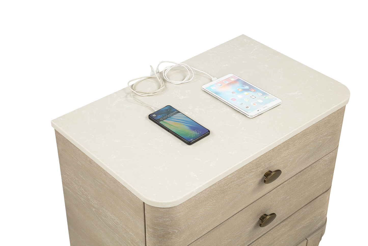 Lucaire 3-drawer Nightstand Bedside Table Sandstone
