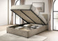Reeves Upholstered Eastern King Lift-Top Storage Platform Bed Tan