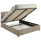 Reeves Upholstered Eastern King Lift-Top Storage Platform Bed Tan