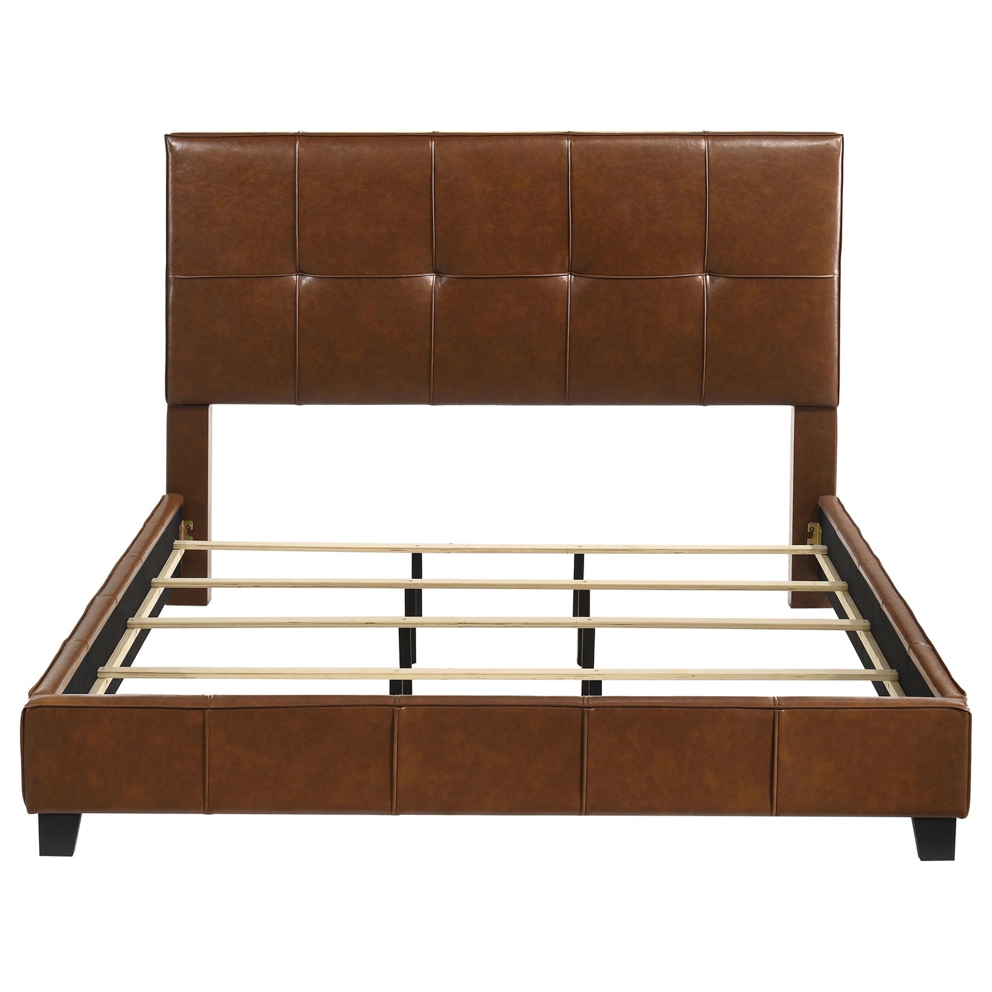 Farrell California King Leatherette Panel Bed Brown