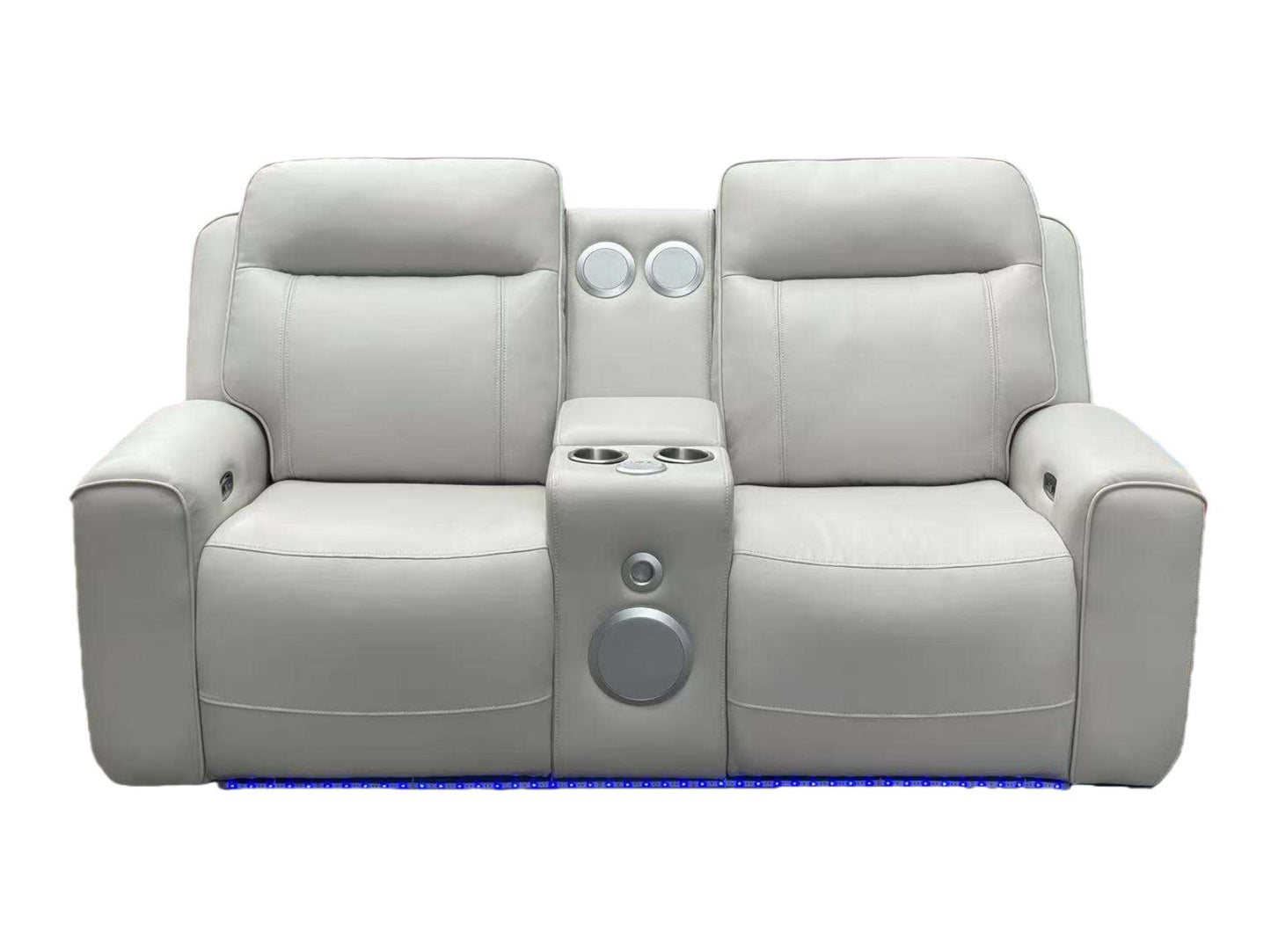 Rojas Dual Power Reclining Loveseat with Bluetooth Speakers Greige
