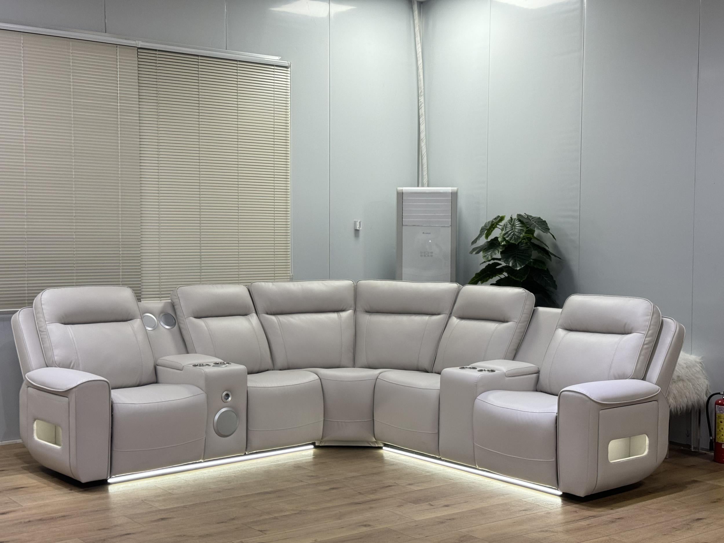 Contemporary power reclining sectional