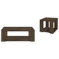 Pavone 2-Piece Coffee and End Table Set with Open Shelves Dark Rustic Mango