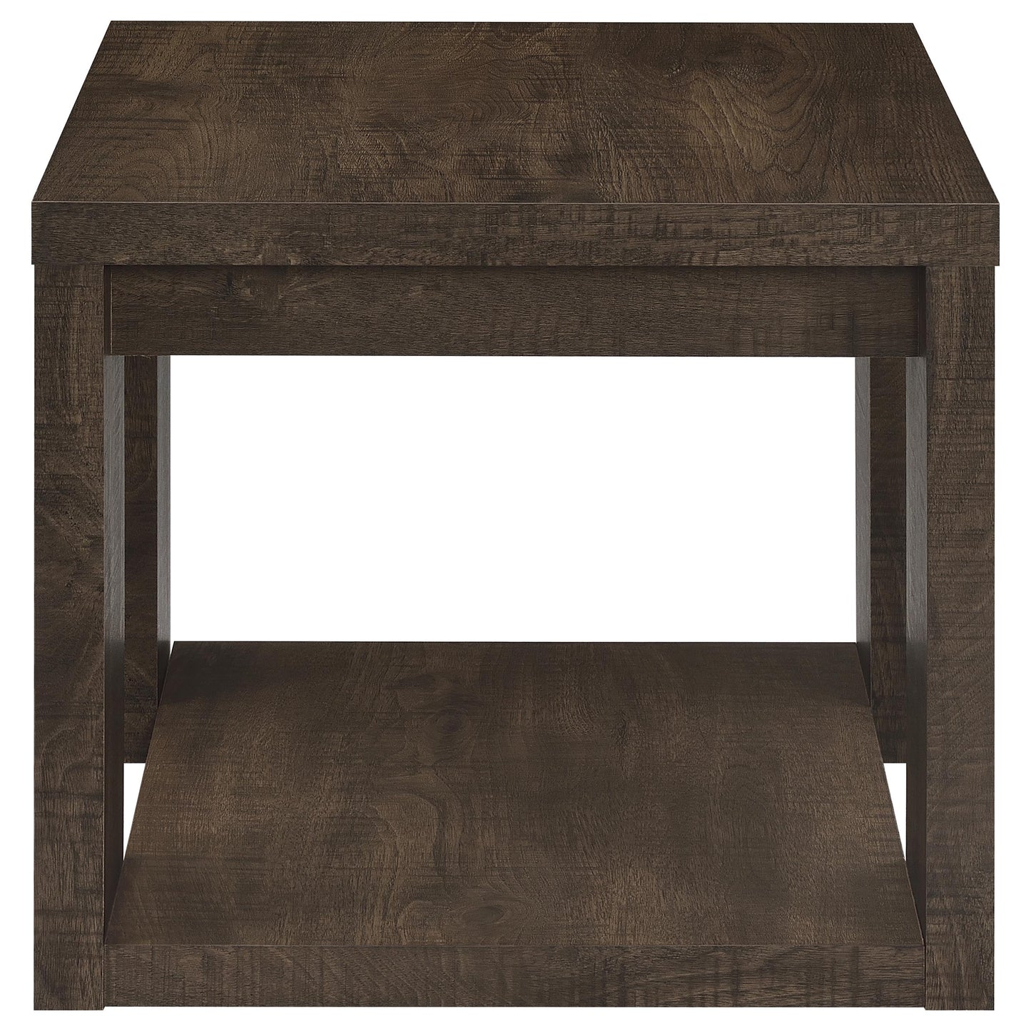 Pavone 2-Piece Coffee and End Table Set with Open Shelves Dark Rustic Mango