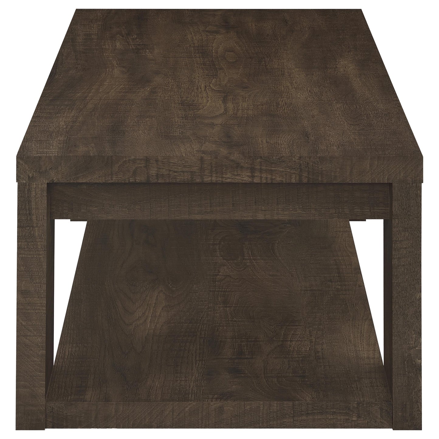 Pavone 2-Piece Coffee and End Table Set with Open Shelves Dark Rustic Mango