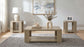 Pavone 3-Piece Transitional Coffee and End Table Set with Shelves Latte