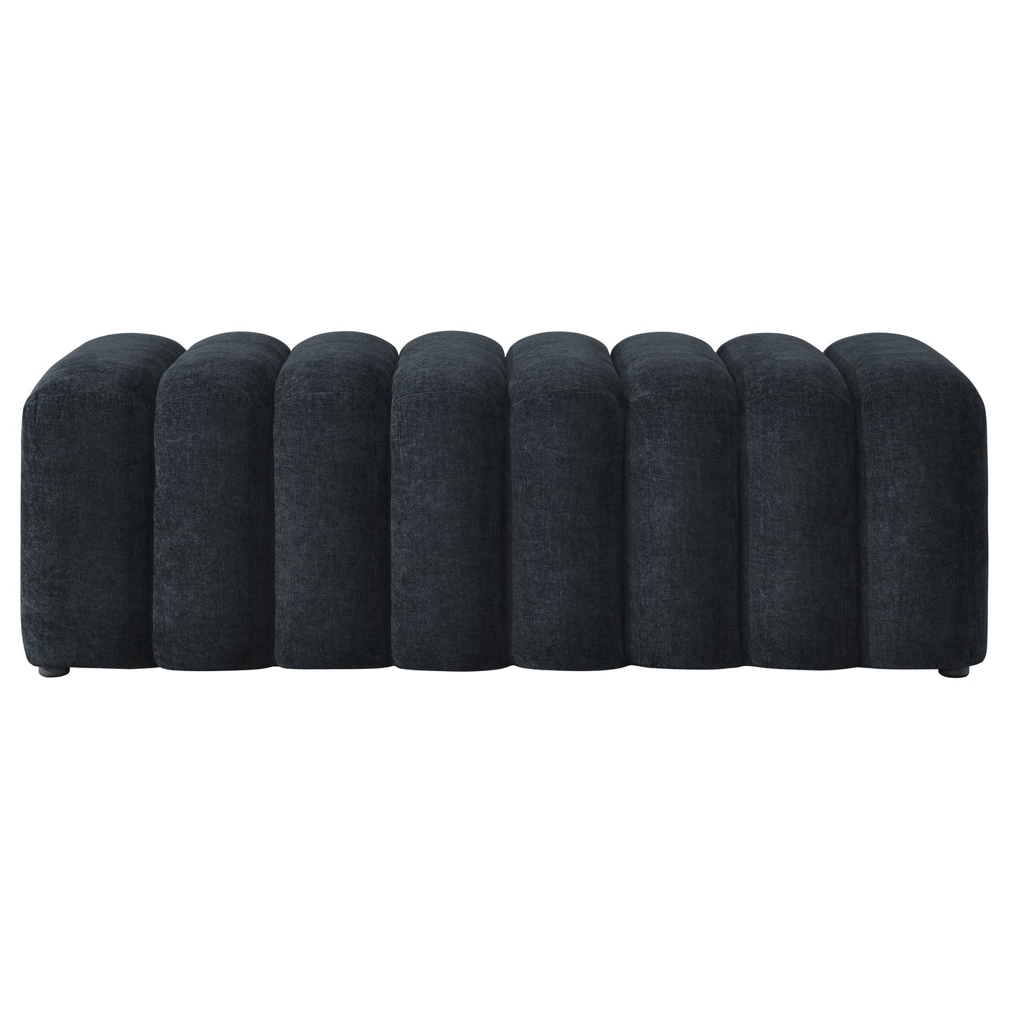 Summer Chenille Upholstered Channel Accent Bench Black