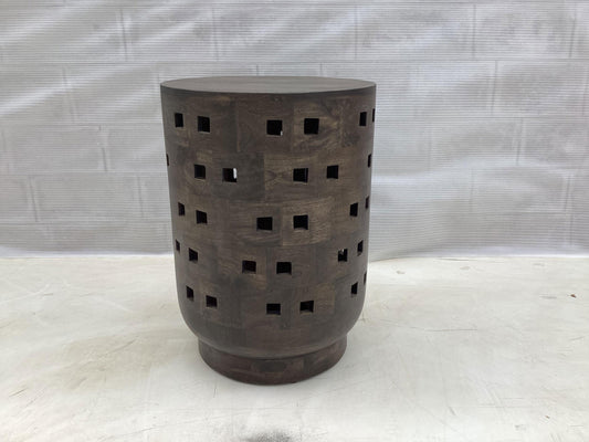 Orengo Round Solid Mango Wood Accent Side Table Brown