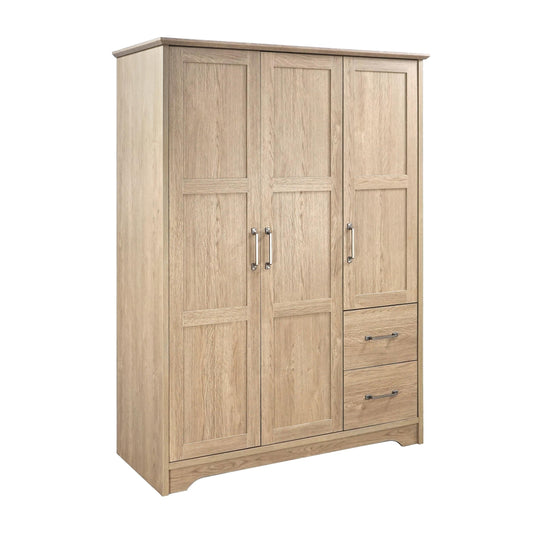 Canova 3-door Bedroom Wardrobe Storage Cabinet Armoire Latte