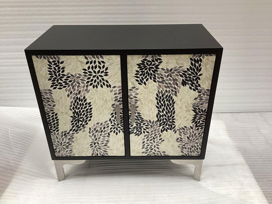 Forbes 2-door Bone Inlay Mosaic Accent Storage Cabinet Black