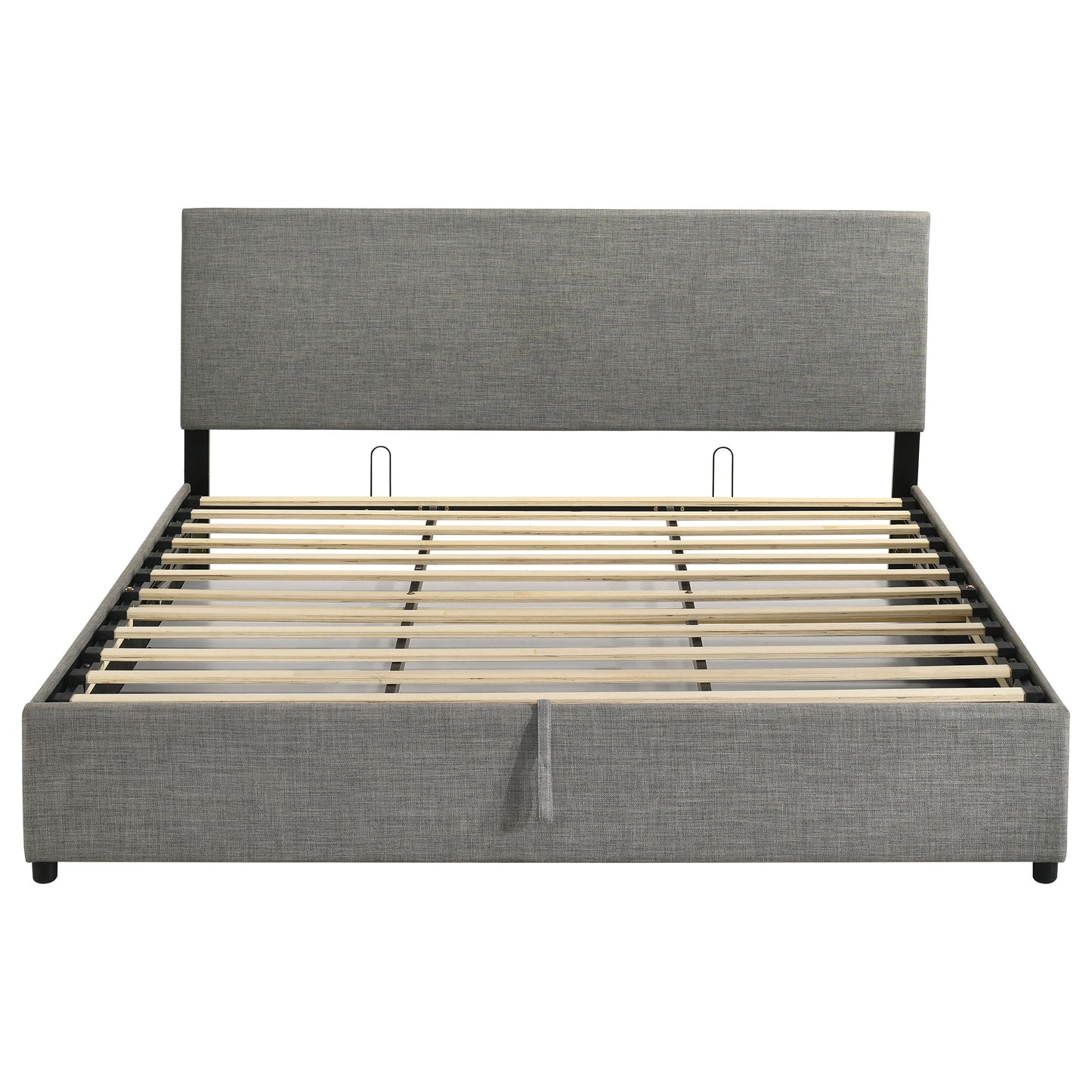 Reeves Upholstered Eastern King Lift-Top Storage Platform Bed Grey