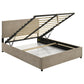 Reeves Upholstered Queen Lift-Top Storage Platform Bed Tan