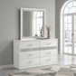 Viana 6-Drawer Bedroom Dresser with Beveled Mirror White High Gloss